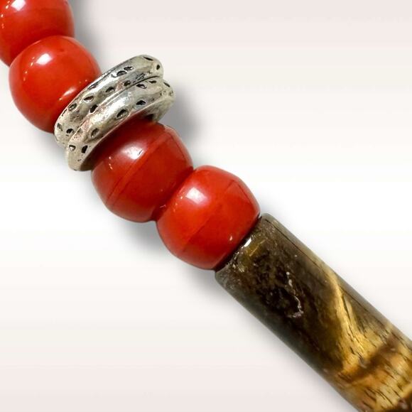 Free People Birdie Choker Necklace Brown Silver Neutral Bohemian Layering NEW - Picture 5 of 7